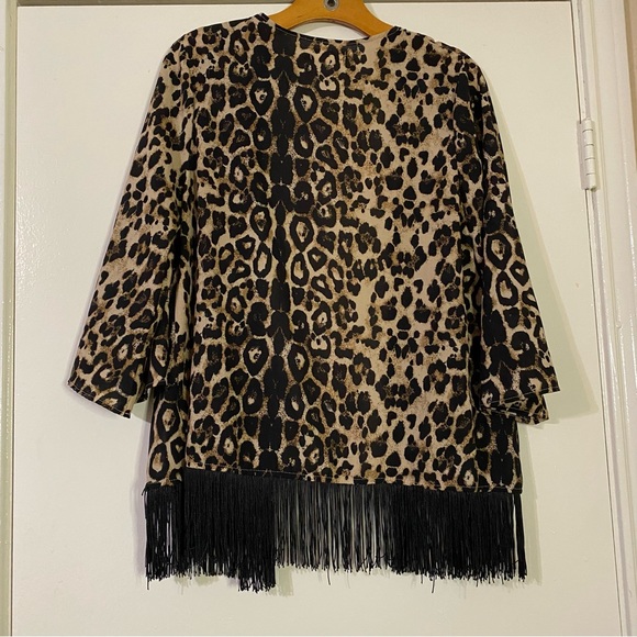 Faded Glory leopard print cardigan with fringe size S - Picture 2 of 3